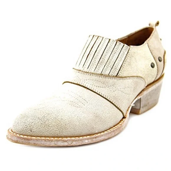 Matisse Roscoe Distressed Leather Almond Toe Heeled Western Bootie Cream Sz 8.5 - Picture 2 of 13